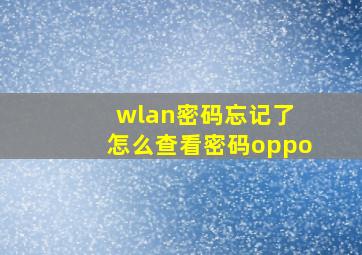 wlan密码忘记了 怎么查看密码oppo